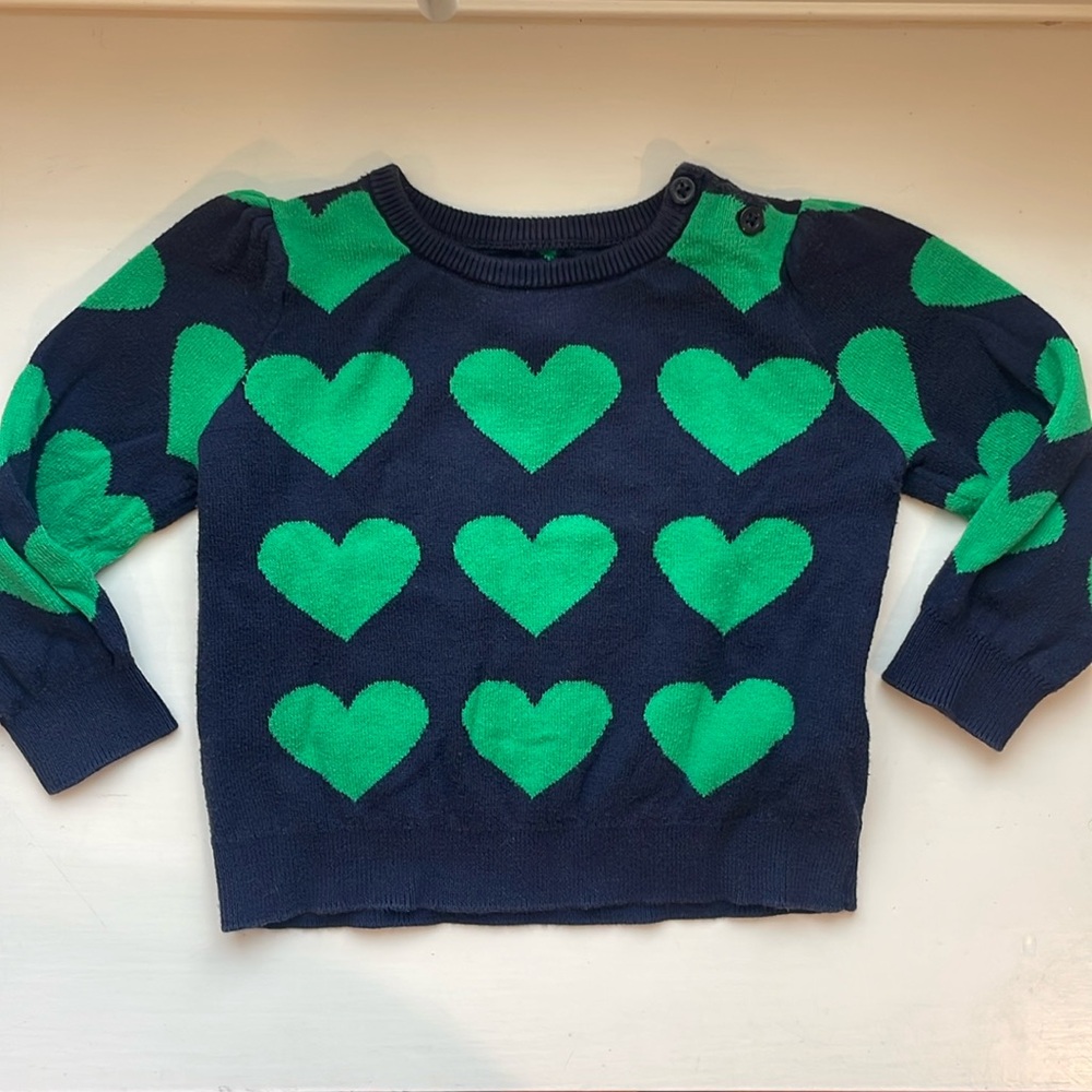 Baby Gap baby & green hearts sweater